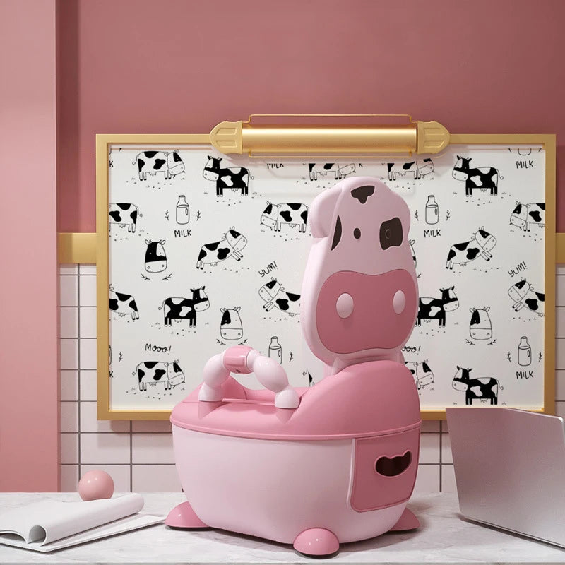 Pot d’Apprentissage Bébé Vache - Siège de Toilette Portable avec Couvercle